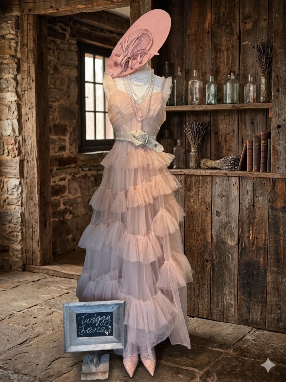 BCBGMaxAzria Blush Pink Tiered Tulle Maxi Dress